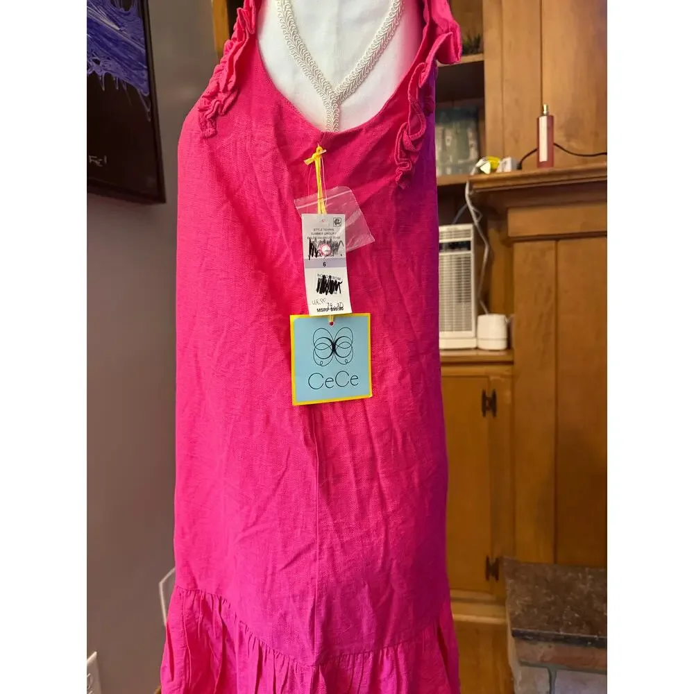 NWT CeCe’s Short Flutter-Sleeve Ruffled Hem Dress Sz. 6 - Picture 4 of 7